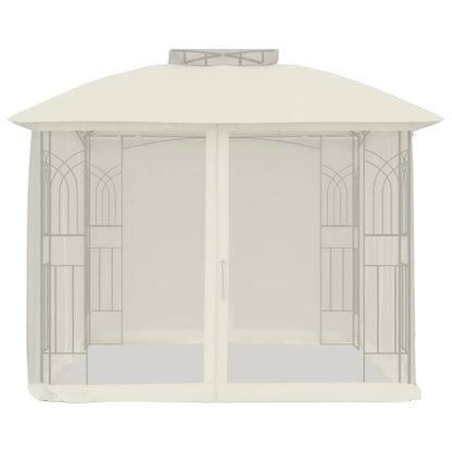 Gazebo con Tetto Doppio e Pareti Rete Crema 2,94x2,94 m Acciaio | homemem39