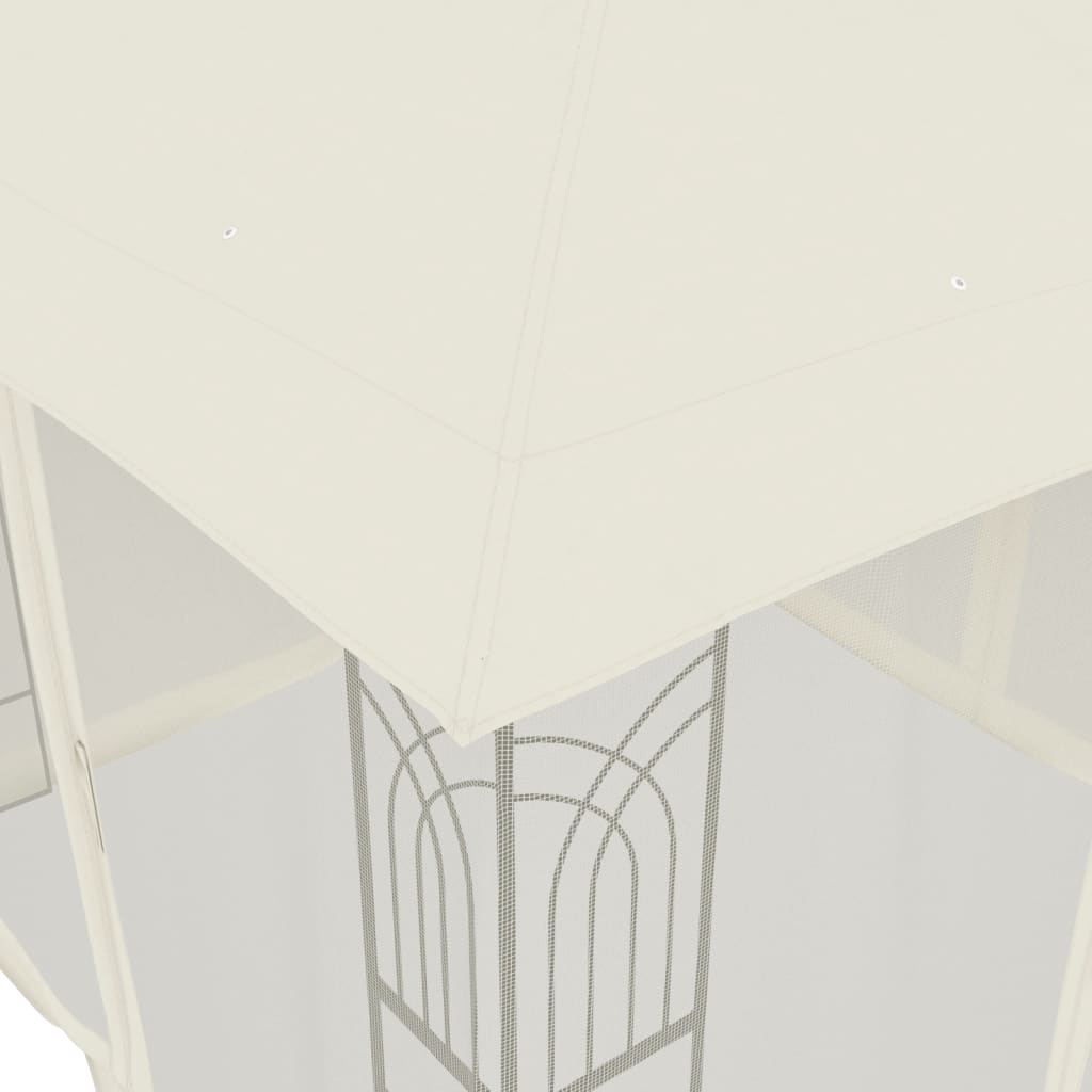 Gazebo con Tetto Doppio e Pareti Rete Crema 2,94x2,94 m Acciaio | homemem39