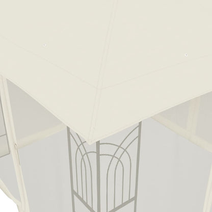 Gazebo con Tetto Doppio e Pareti Rete Crema 2,94x2,94 m Acciaio