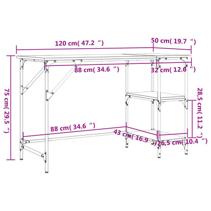 Scrivania Nera 120x50x75 cm in Metallo e Legno Multistrato