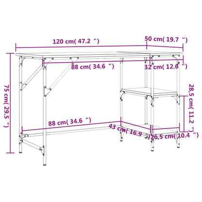 Scrivania Rovere Marrone 120x50x75cm Metallo Legno Multistrato