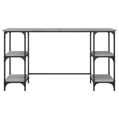 Scrivania Grigio Sonoma 140x50x75cm Metallo e Legno Multistrato - homemem39