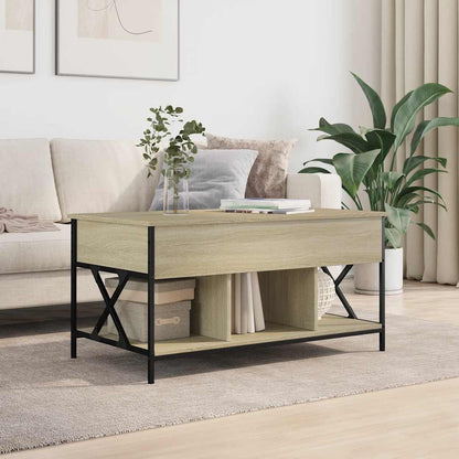 Tavolino Salotto Rovere Sonoma 100x55x50 cm Multistrato Metallo | homemem39