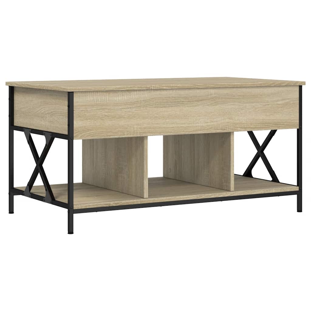 Tavolino Salotto Rovere Sonoma 100x55x50 cm Multistrato Metallo | homemem39