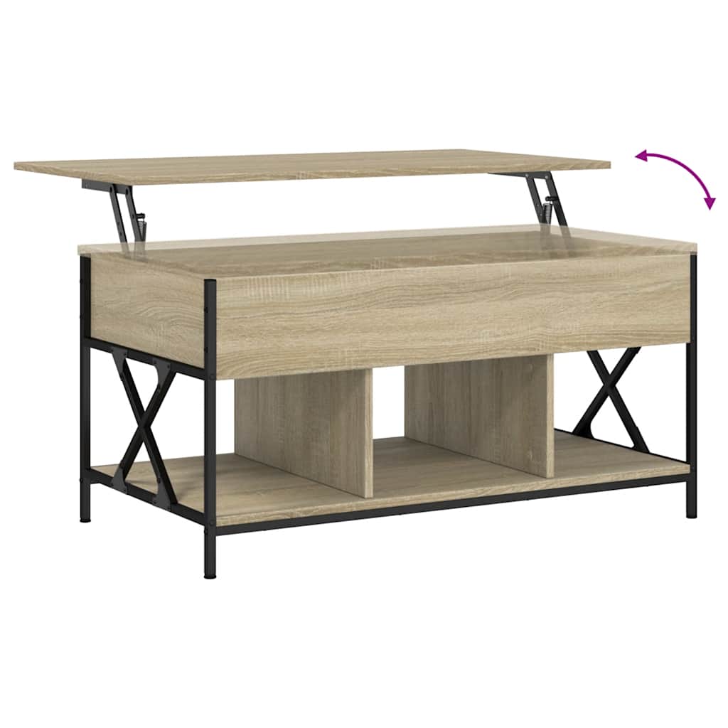 Tavolino Salotto Rovere Sonoma 100x55x50 cm Multistrato Metallo | homemem39