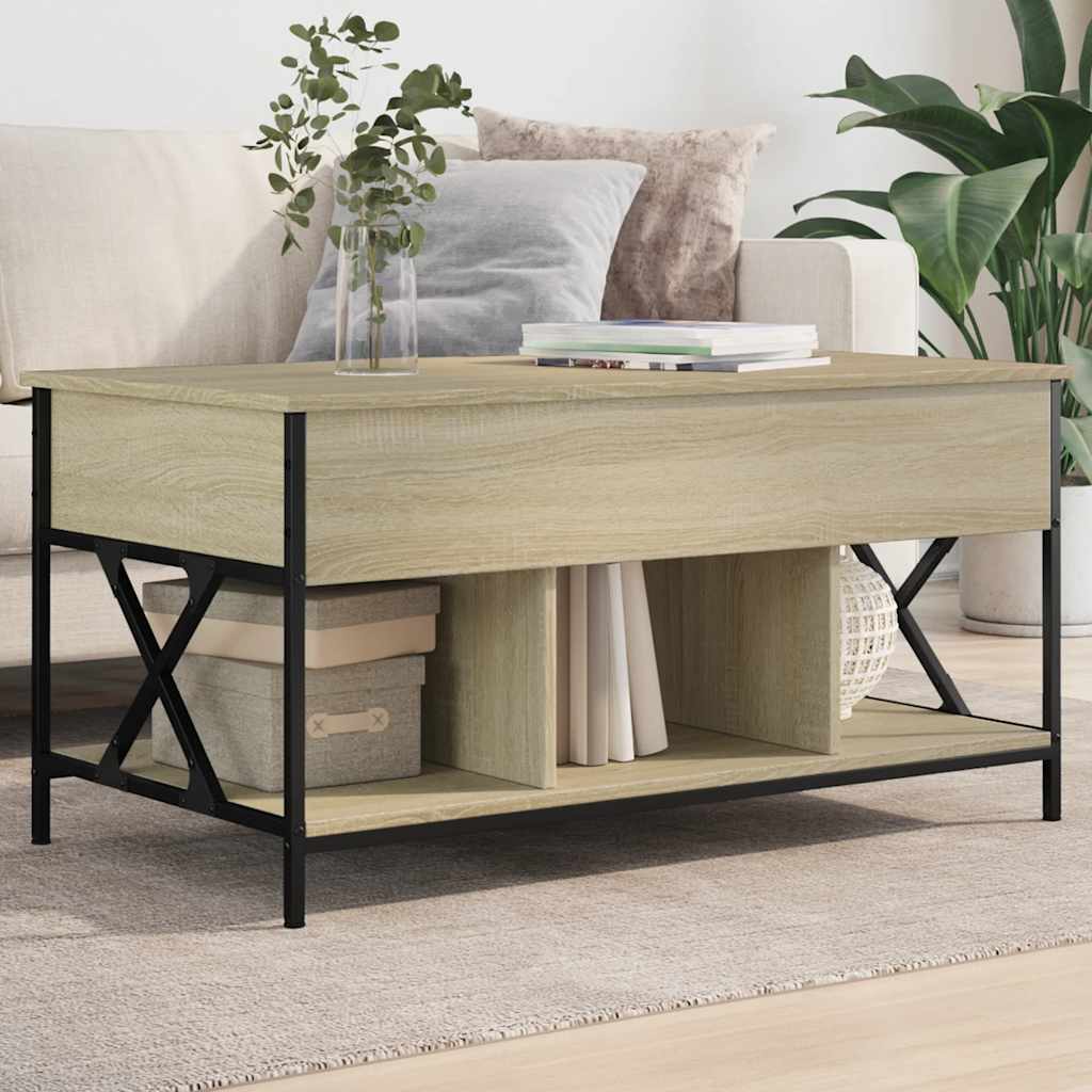 Tavolino Salotto Rovere Sonoma 100x55x50 cm Multistrato Metallo | homemem39