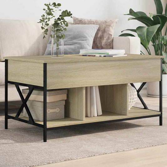 Tavolino Salotto Rovere Sonoma 100x55x50 cm Multistrato Metallo | homemem39
