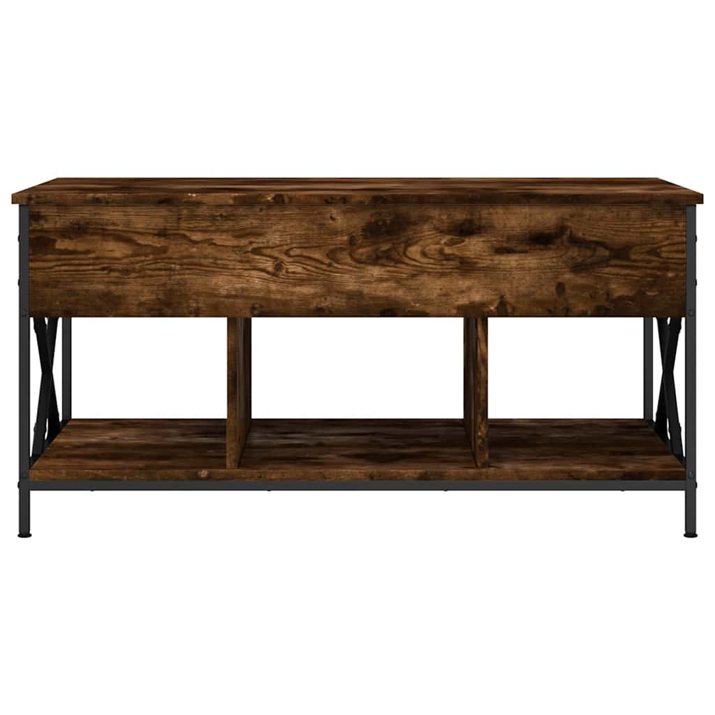 Tavolino Salotto Rovere Fumo 100x55x50 cm Multistrato e Metallo | homemem39