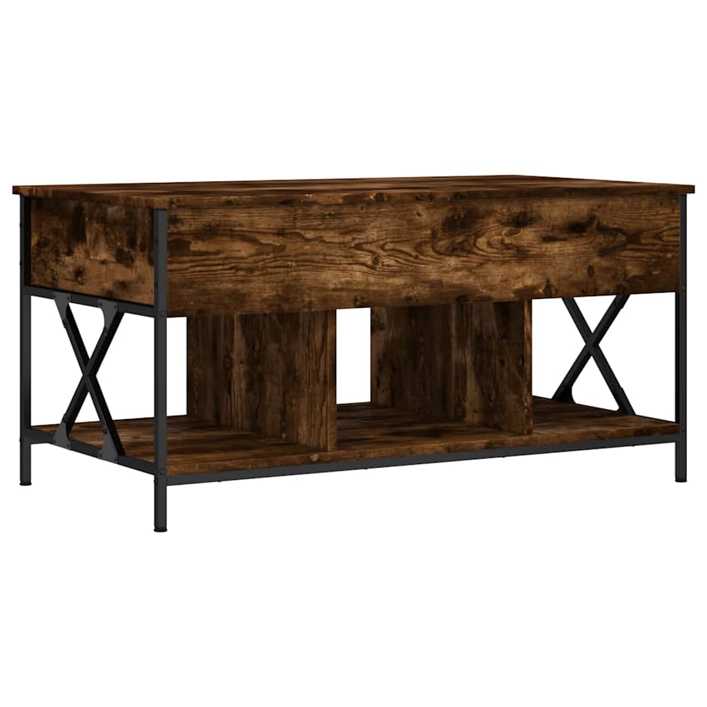 Tavolino Salotto Rovere Fumo 100x55x50 cm Multistrato e Metallo | homemem39