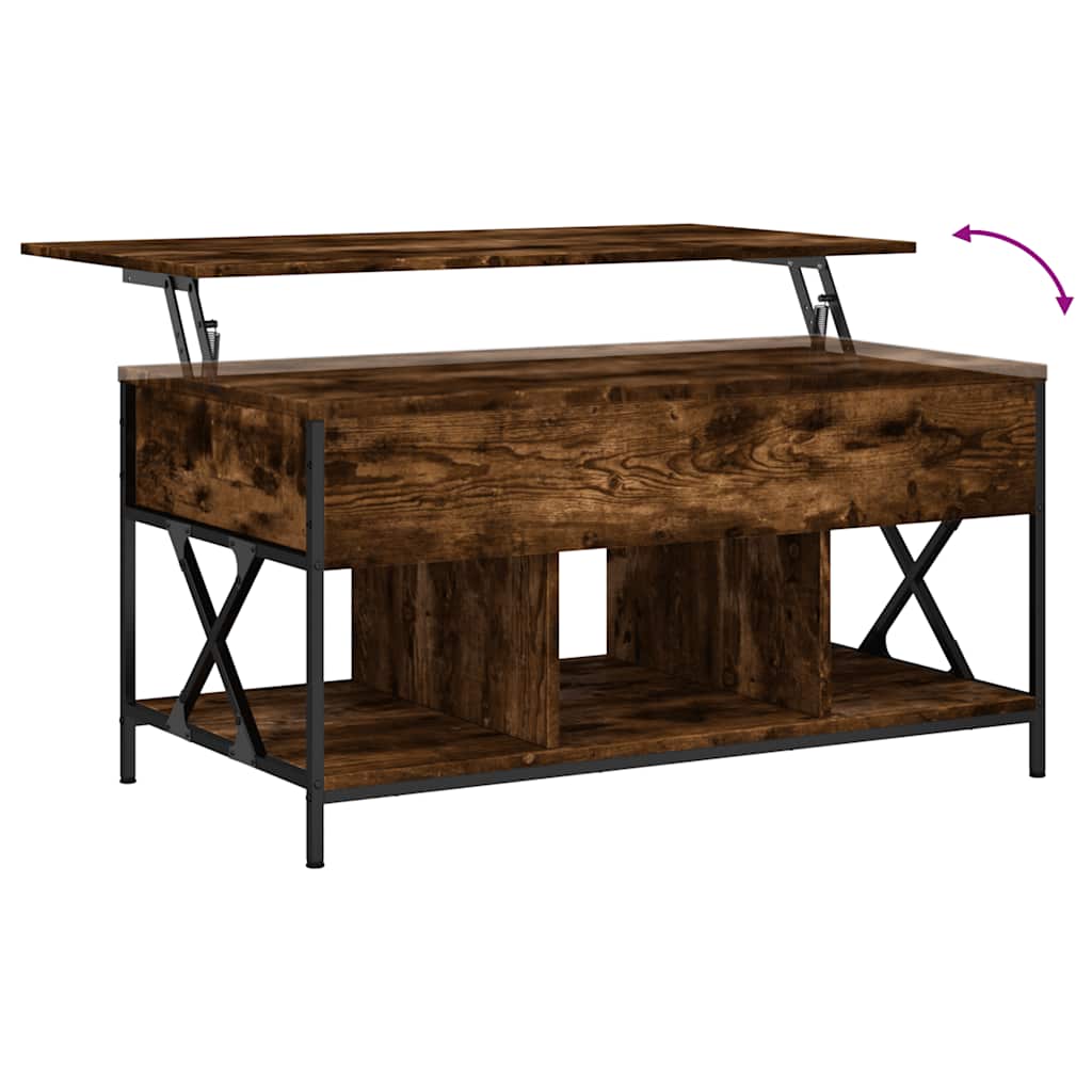 Tavolino Salotto Rovere Fumo 100x55x50 cm Multistrato e Metallo | homemem39