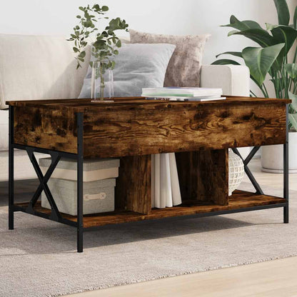 Tavolino Salotto Rovere Fumo 100x55x50 cm Multistrato e Metallo | homemem39