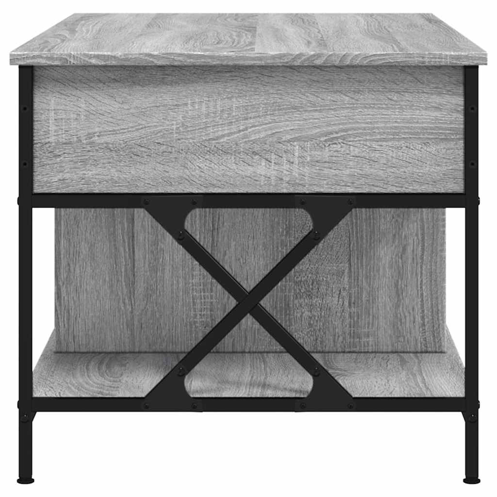 Tavolino Salotto Grigio Sonoma 100x55x50 cm Multistrato Metallo | homemem39