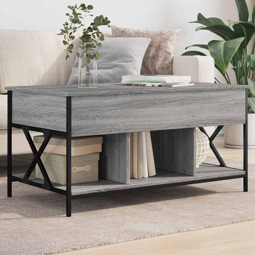 Tavolino Salotto Grigio Sonoma 100x55x50 cm Multistrato Metallo | homemem39