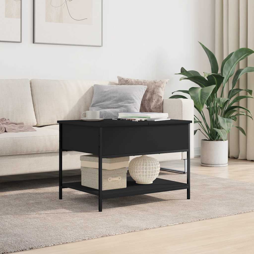 Tavolino da Salotto Nero 70x50x50cm Legno Multistrato Metallo | homemem39