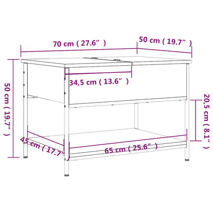 Tavolino da Salotto Nero 70x50x50cm Legno Multistrato Metallo | homemem39