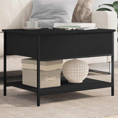 Tavolino da Salotto Nero 70x50x50cm Legno Multistrato Metallo