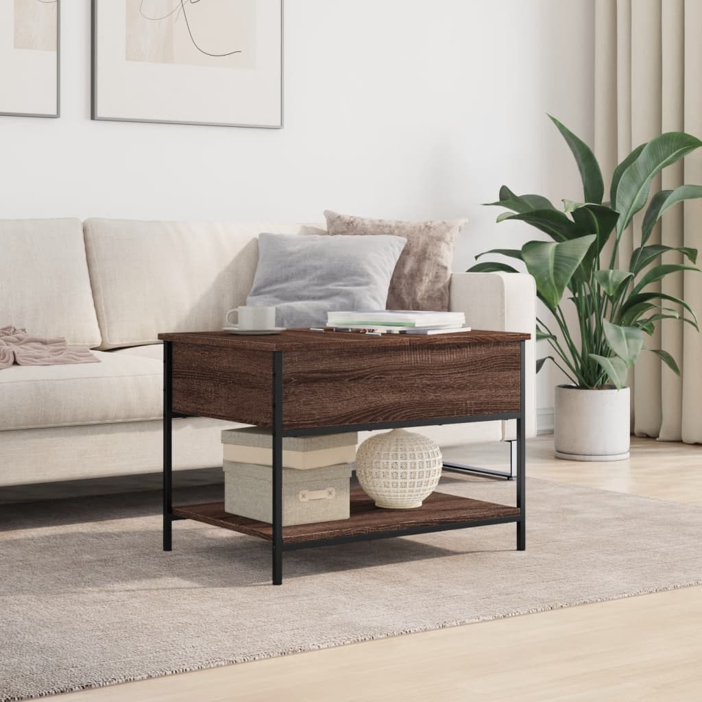 Tavolino Salotto Rovere Marrone 70x50x50cm Multistrato Metallo | homemem39