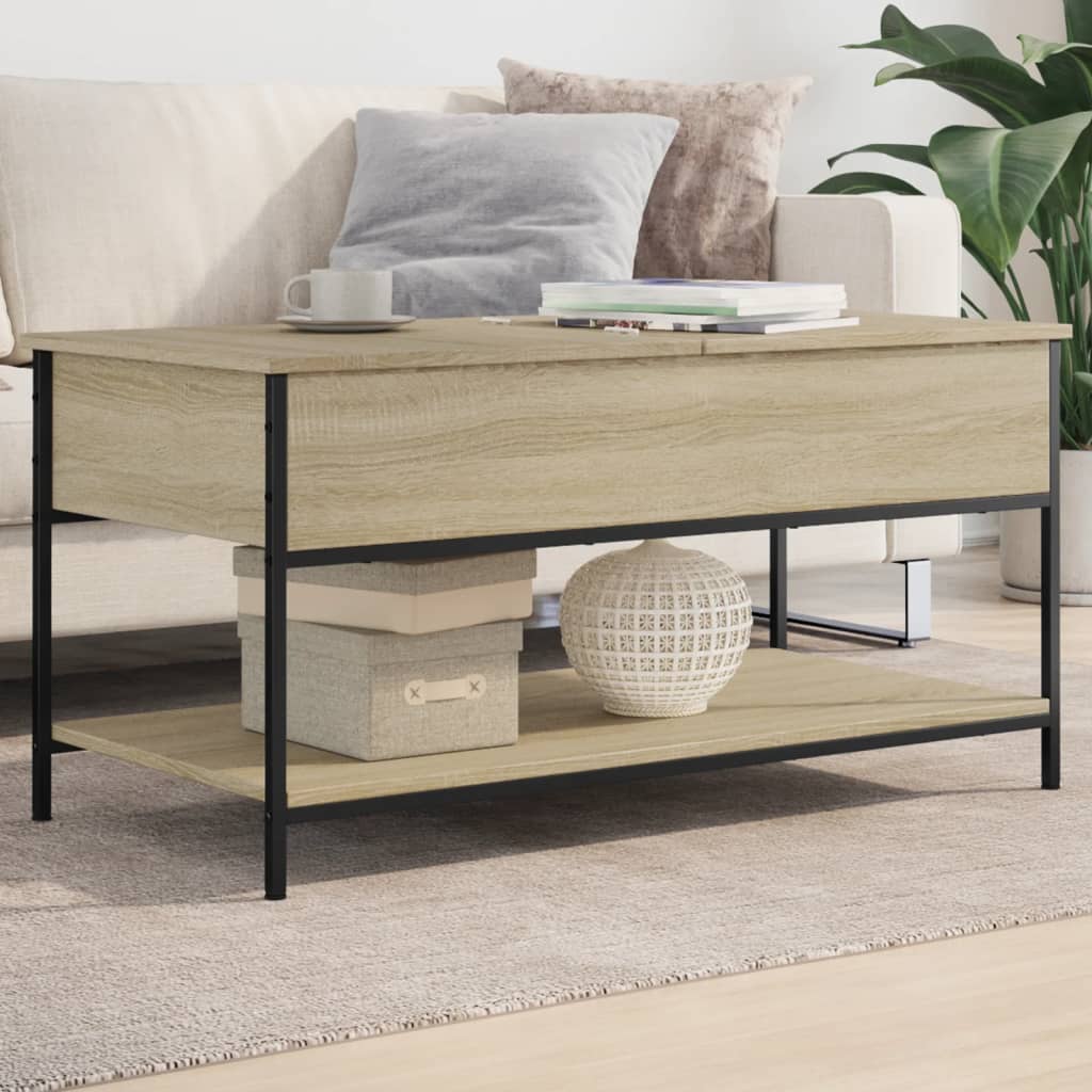 Tavolino Salotto Rovere Sonoma 100x50x50 cm Multistrato Metallo | homemem39