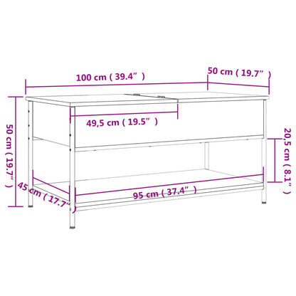 Tavolino Salotto Rovere Fumo 100x50x50 cm Multistrato e Metallo