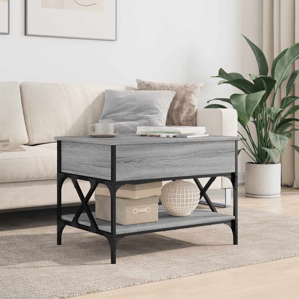 Tavolino Salotto Grigio Sonoma 70x50x50 cm Multistrato Metallo | homemem39