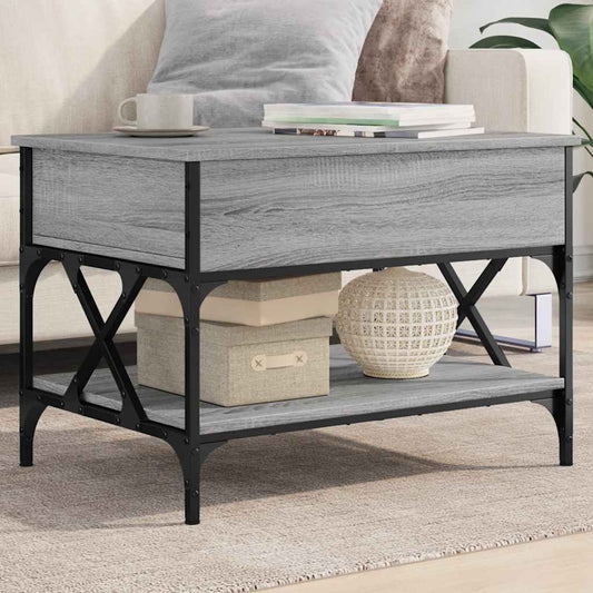 Tavolino Salotto Grigio Sonoma 70x50x50 cm Multistrato Metallo | homemem39