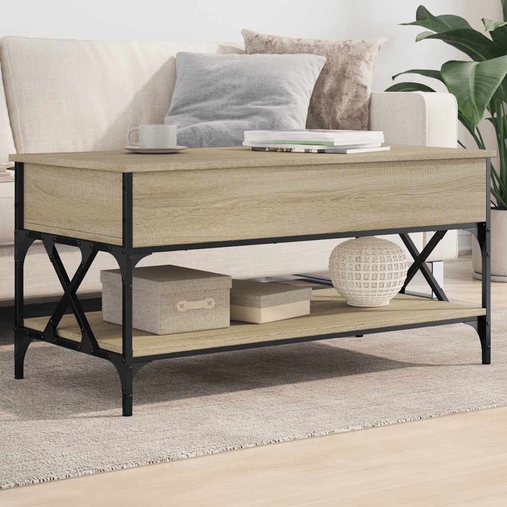 Tavolino Salotto Rovere Sonoma 100x50x50 cm Multistrato Metallo | homemem39