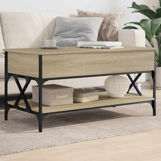 Tavolino Salotto Rovere Sonoma 100x50x50 cm Multistrato Metallo | homemem39