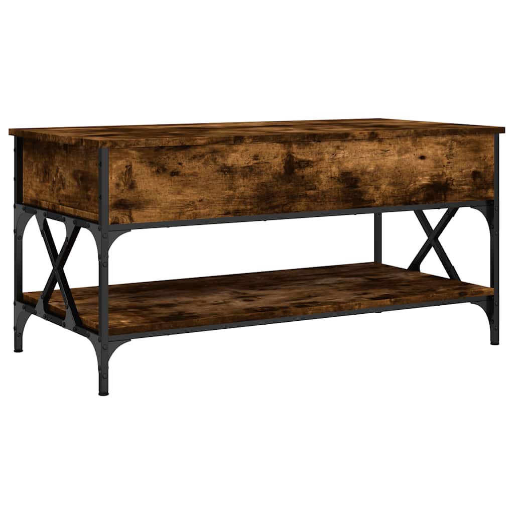 Tavolino Salotto Rovere Fumo 100x50x50 cm Multistrato e Metallo | homemem39
