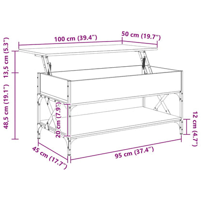 Tavolino Salotto Grigio Sonoma 100x50x50 cm Multistrato Metallo | homemem39