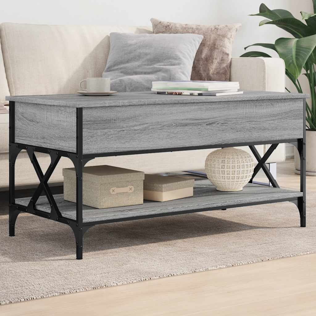 Tavolino Salotto Grigio Sonoma 100x50x50 cm Multistrato Metallo | homemem39