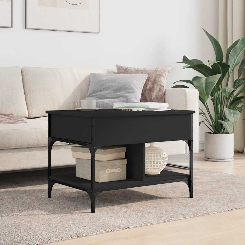 Tavolino da Salotto Nero 70x50x50cm Legno Multistrato Metallo | homemem39
