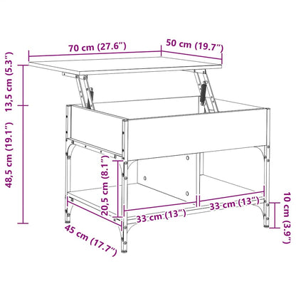 Tavolino da Salotto Nero 70x50x50cm Legno Multistrato Metallo | homemem39