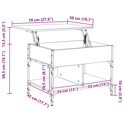 Tavolino da Salotto Nero 70x50x50cm Legno Multistrato Metallo
