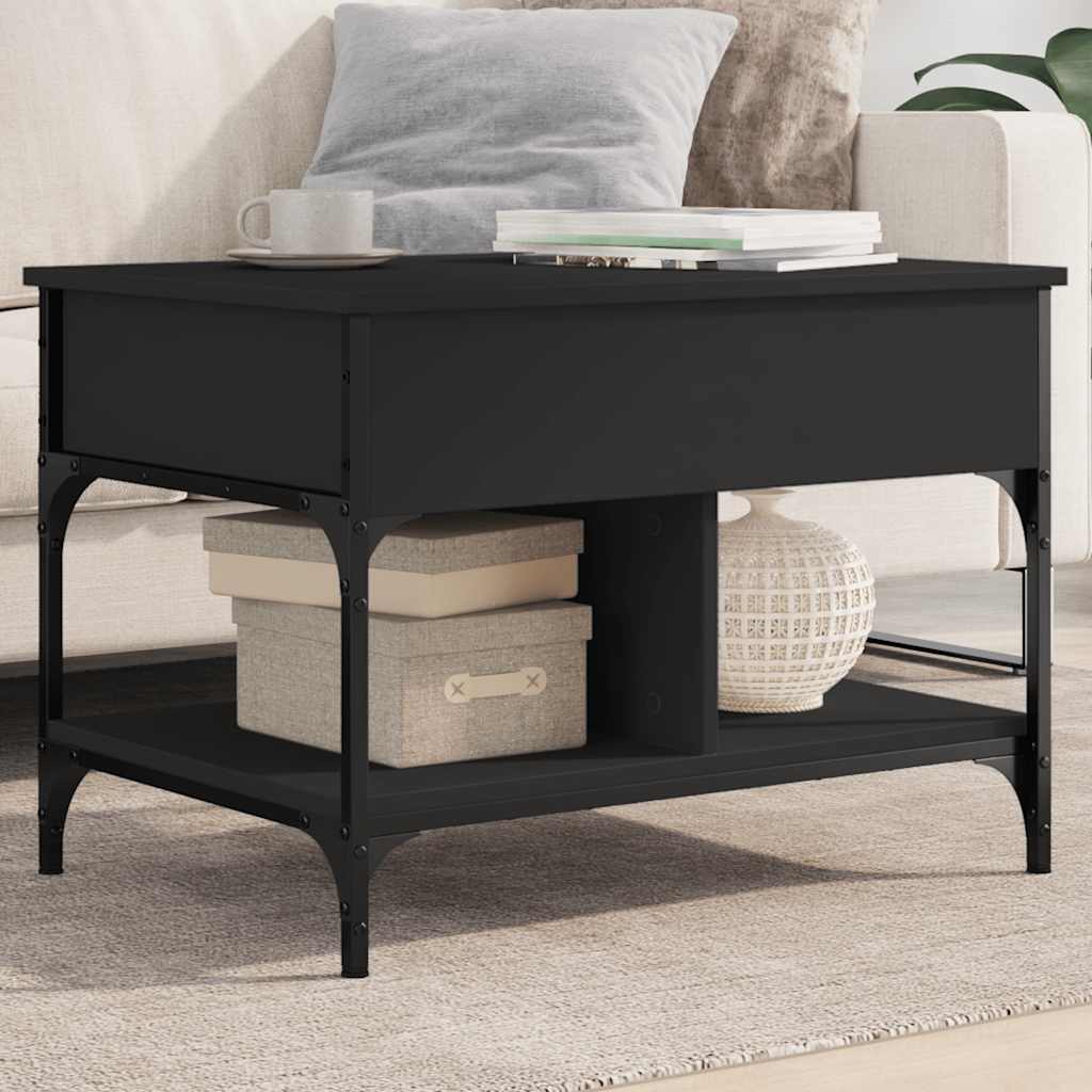 Tavolino da Salotto Nero 70x50x50cm Legno Multistrato Metallo | homemem39