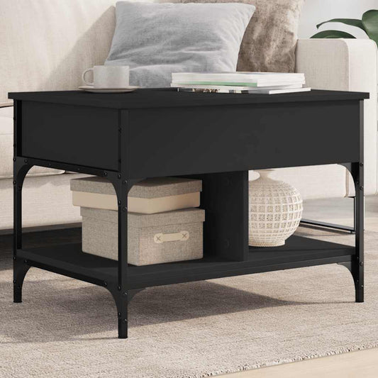 Tavolino da Salotto Nero 70x50x50cm Legno Multistrato Metallo | homemem39
