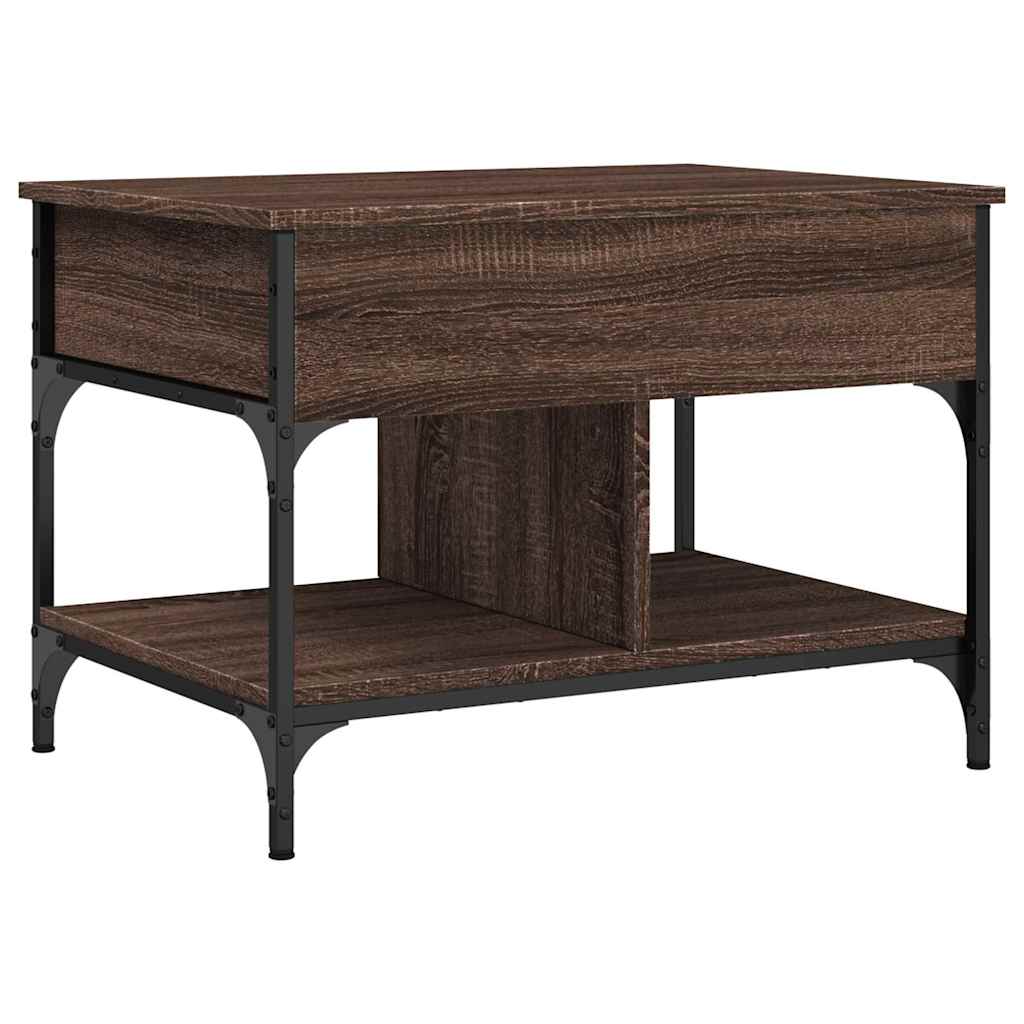Tavolino Salotto Rovere Marrone 70x50x50cm Multistrato Metallo | homemem39