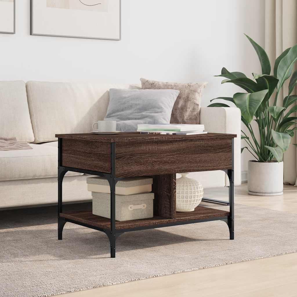 Tavolino Salotto Rovere Marrone 70x50x50cm Multistrato Metallo | homemem39