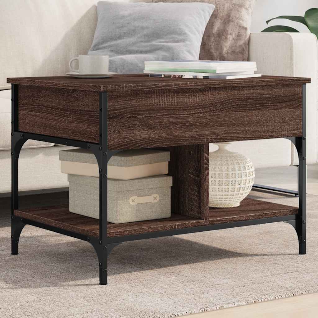 Tavolino Salotto Rovere Marrone 70x50x50cm Multistrato Metallo | homemem39