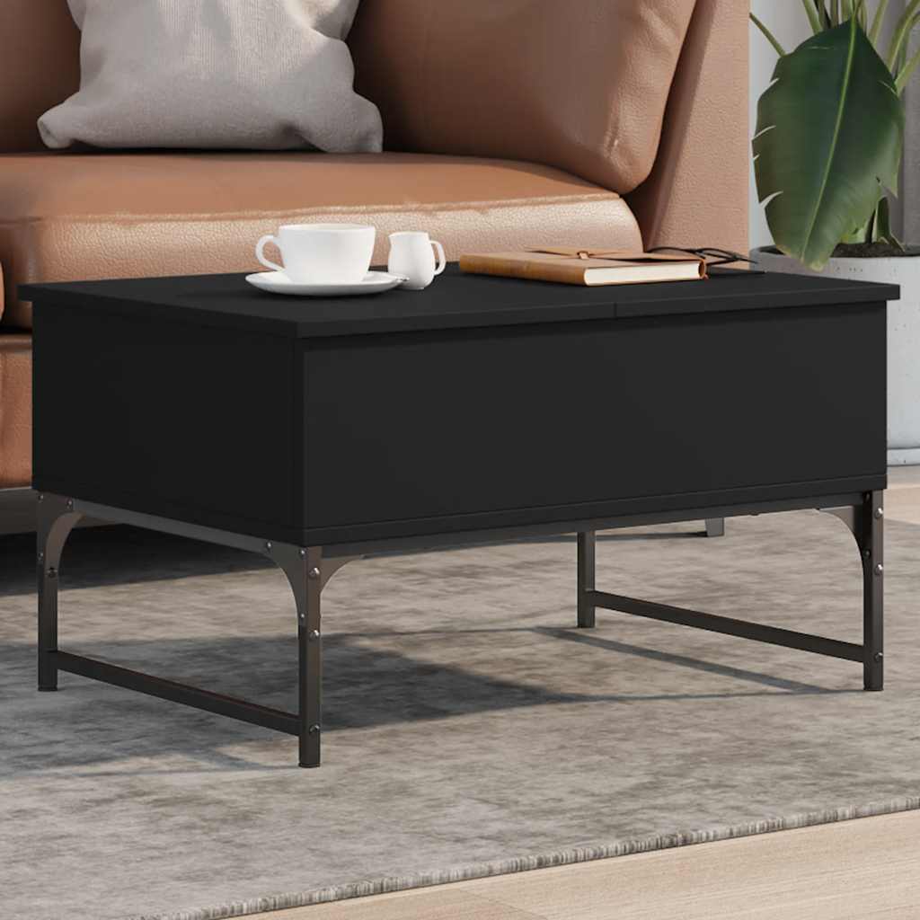 Tavolino da Salotto Nero 70x50x40 cm Legno Multistrato Metallo | homemem39