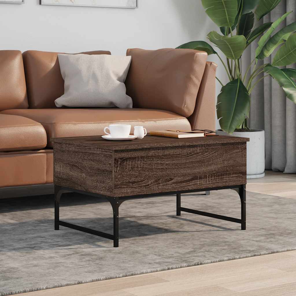 Tavolino Salotto Rovere Marrone 70x50x40cm Multistrato Metallo | homemem39