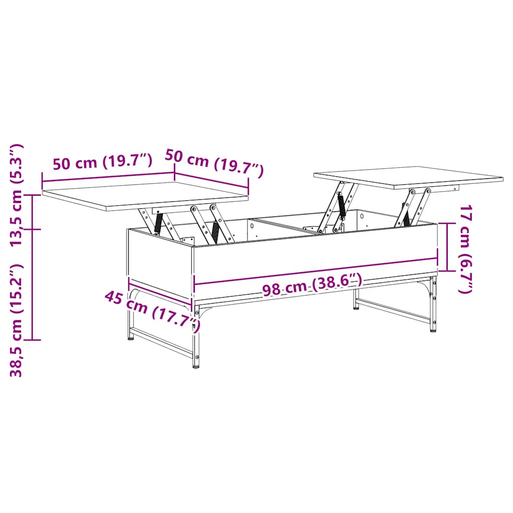 Tavolino Salotto Rovere Sonoma 100x50x40cm Multistrato Metallo
