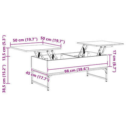 Tavolino Salotto Rovere Sonoma 100x50x40cm Multistrato Metallo