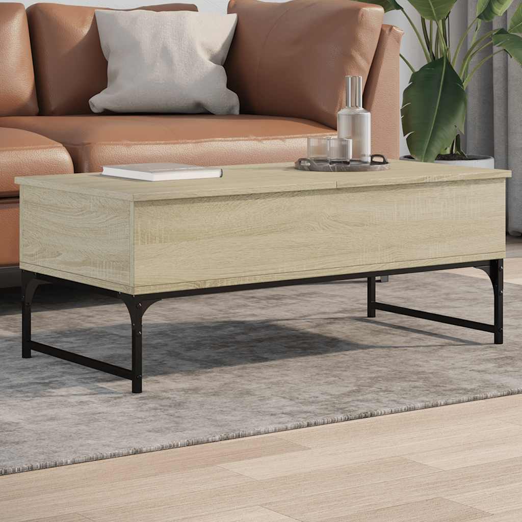 Tavolino Salotto Rovere Sonoma 100x50x40cm Multistrato Metallo | homemem39
