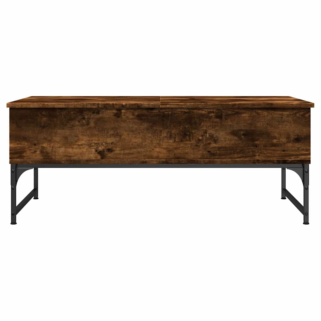 Tavolino Salotto Rovere Fumo 100x50x40cm Multistrato e Metallo | homemem39