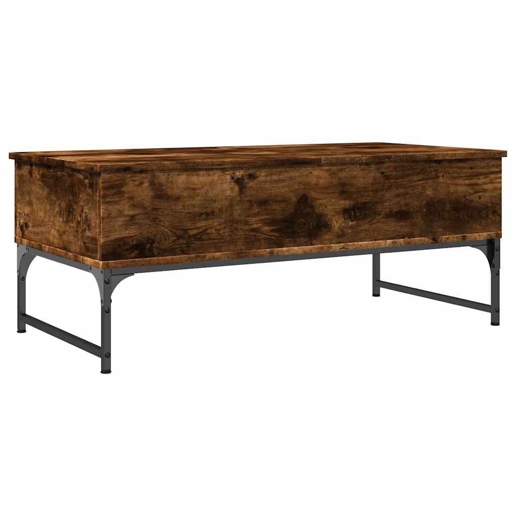Tavolino Salotto Rovere Fumo 100x50x40cm Multistrato e Metallo