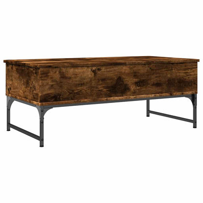 Tavolino Salotto Rovere Fumo 100x50x40cm Multistrato e Metallo
