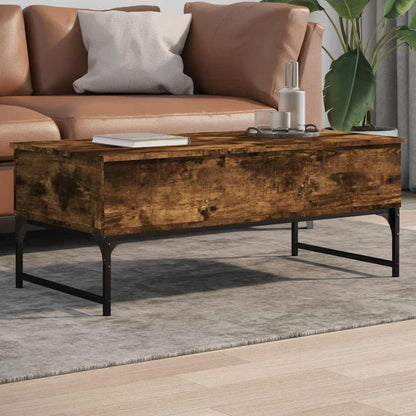Tavolino Salotto Rovere Fumo 100x50x40cm Multistrato e Metallo