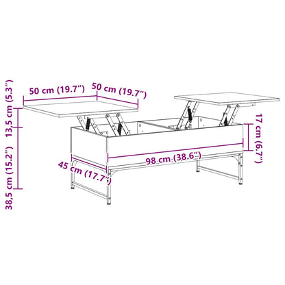 Tavolino Salotto Grigio Sonoma 100x50x40cm Multistrato Metallo