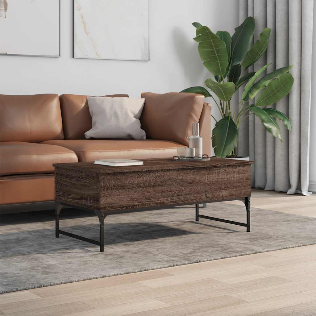 Tavolino Salotto Rovere Marrone 100x50x40cm Multistrato Metallo | homemem39