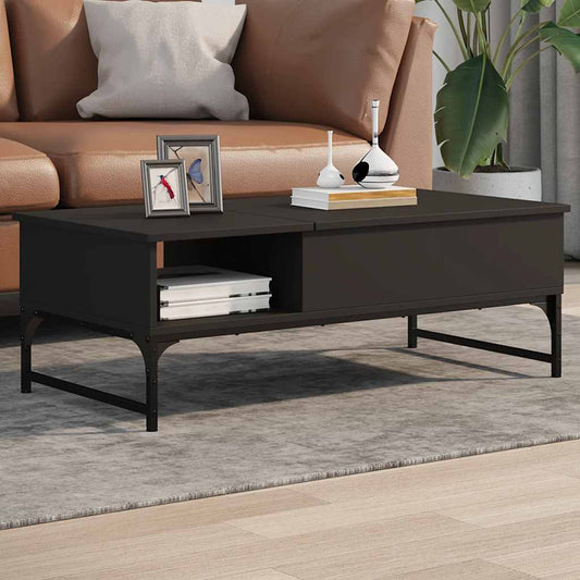 Tavolino Salotto Nero 100x50x35 cm Legno Multistrato e Metallo | homemem39